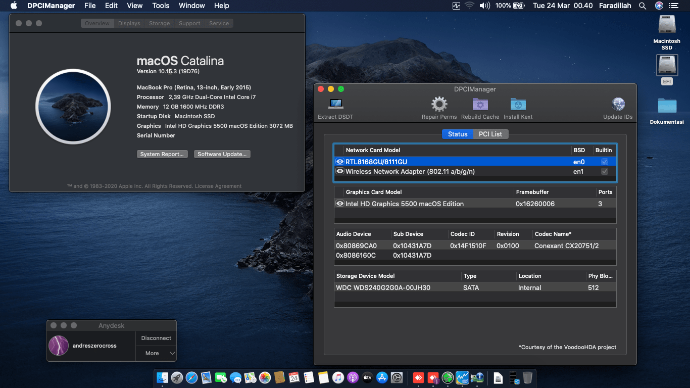 Success Hackintosh macOS Catalina 10.15.3 Build 19D76 in Asus A455LN-WX030D